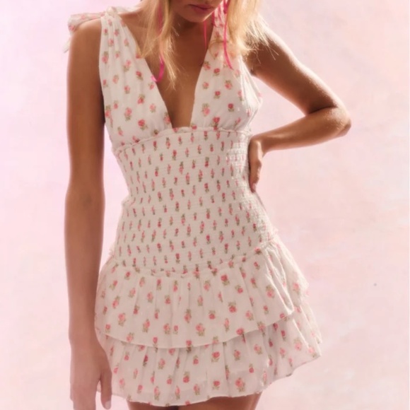 LoveShackFancy Rossi Floral Mini Dress (Small) - Picture 4 of 9